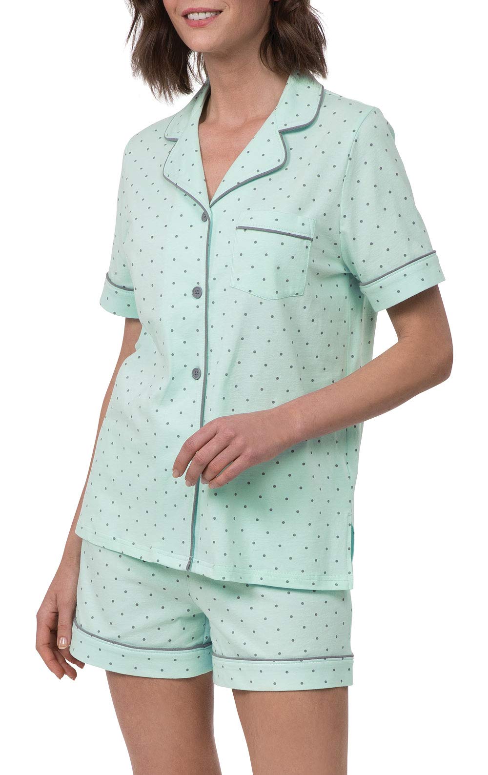 PajamaGram Pajama Set for Women - Short Sleeve Pajamas for Women, Mint, 3X, 26-28 Image