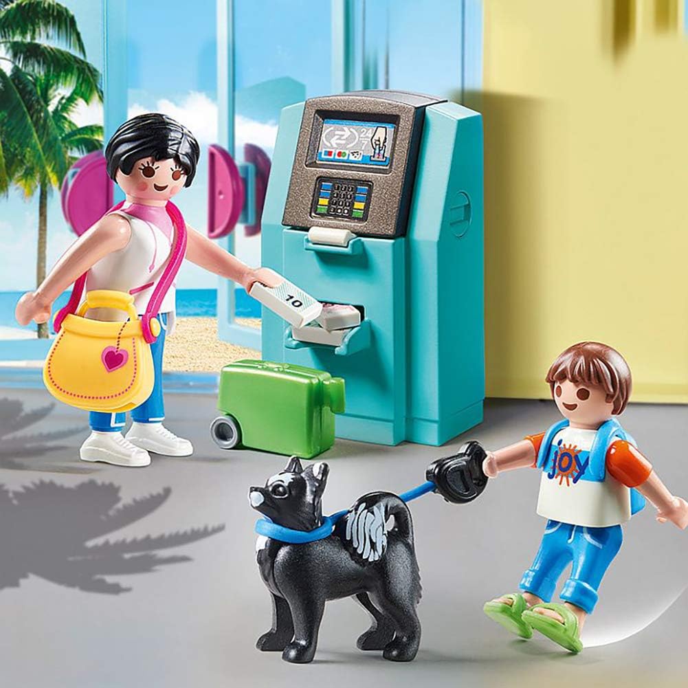 Playmobil 70439 Family Fun Beach Hotel Tourists with ATM, for Children Ages 4+, Fun Imaginative Role-Play - Image 3