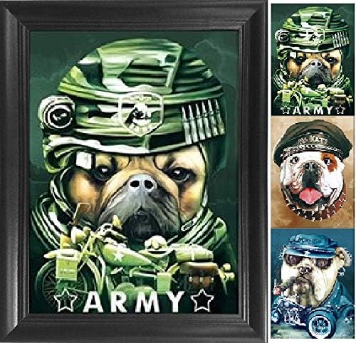 Bulldogs Framed 3D Poster Wall Art Framed โ 14.5x18.5โ โ Flips Between Images โ Cool BA Army Biker Bull Dog โ 3D Lenticular Posters, 3D Print, Cool Unique Modern Room Dรฉcor Pictures - Dog Lover Gifts