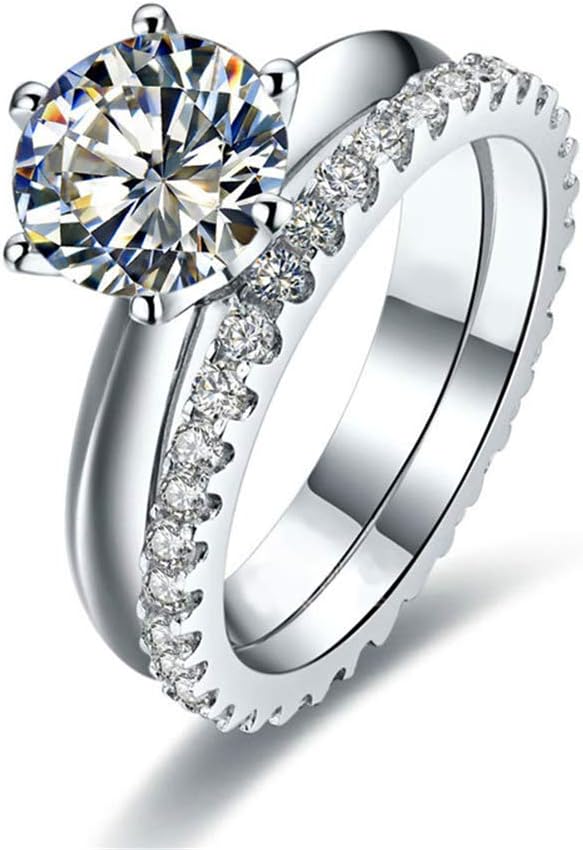 2ct Solitaire Engagement Ring Infinity Cubic Zirconia Simulated Diamond Eternity Wedding Band 2 Pcs Bridal Sets 925 Sterling Silver