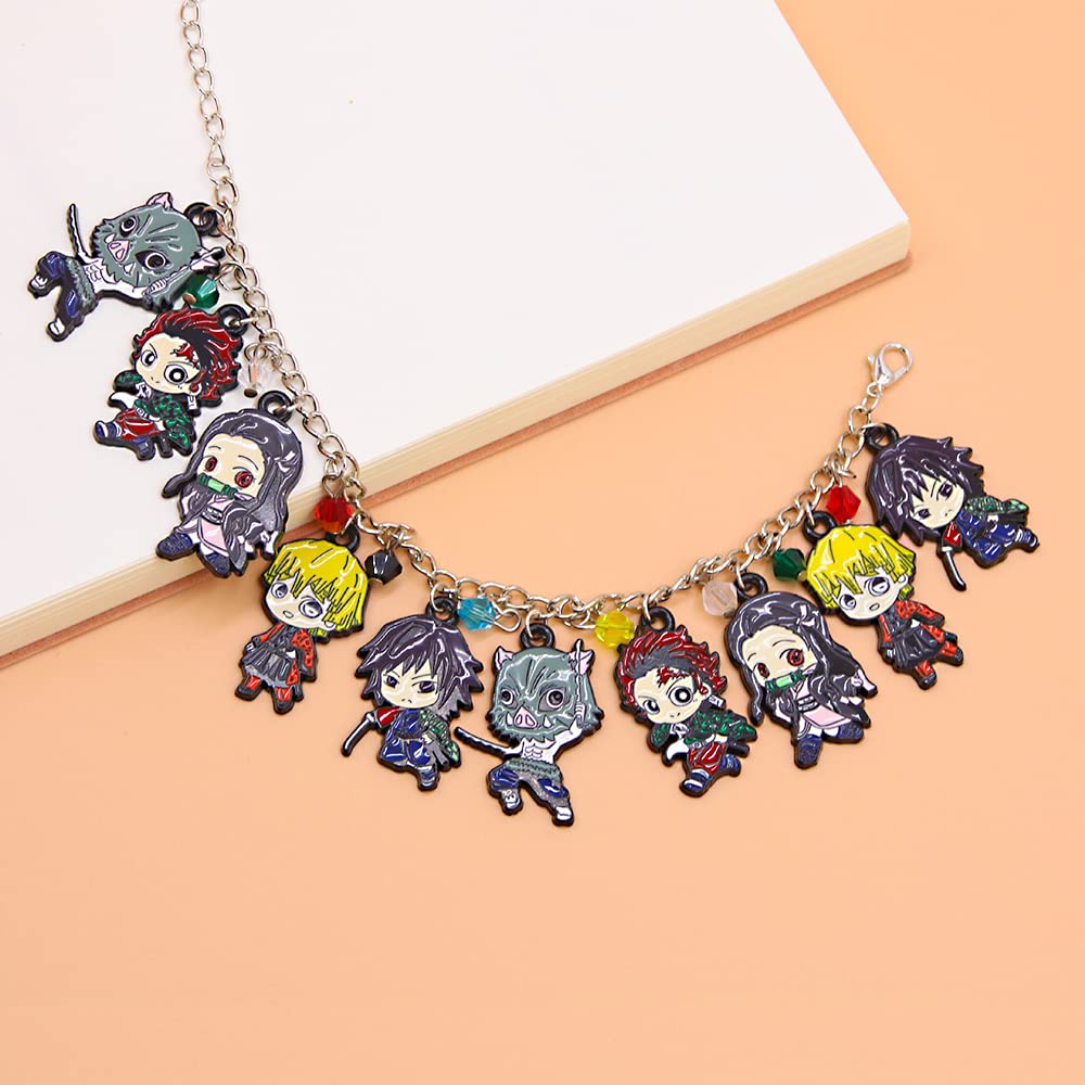SONGCHANGJEWELRY Anime Figure Tanjiro Charm Bracelet - Tanjiro Nezuko Zenitsu Inosuke Figure Bracelet - Gifts