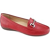Women's Genuine Leather Slip on Buckle Loafer