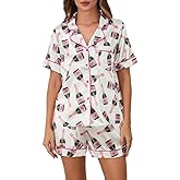 Juakoso Champagne Bottle Pajamas Set Women Funny Wine Print Lounge Sets Silk Satin Pjs Y2k Espresso Martini Sleepwear