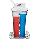 Hydra Cup DualShaker Pro 32 oz Shaker Bottle for Protein Shakes, Shaker Cup w/Handle & Ball Blender Whisks, Dual Mixing Shaker Bottle with Storage, 2 in 1, for Travel To Go, BPA Free (White)