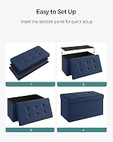 Songmics Mazie Collection Storage Ottoman Bench 76 cm Dark Blue LSF047Q52 view 6