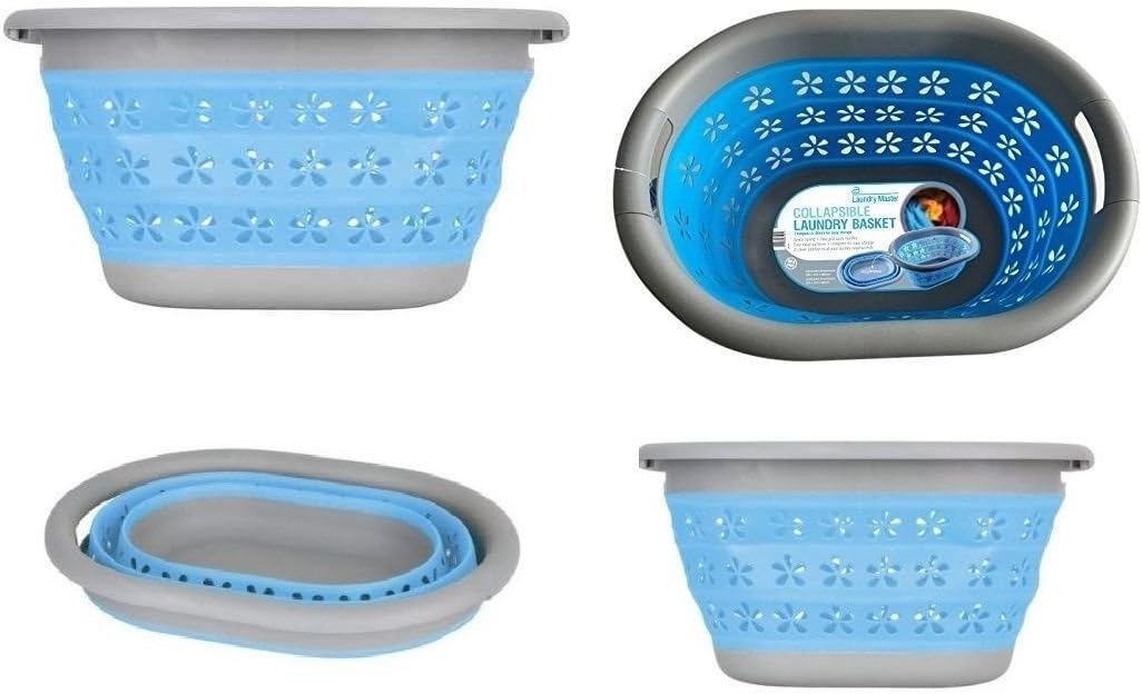 OVAL COLLAPSIBLE LAUNDRY BASKET BIN STRONG MEDIUM SPACE SAVING FOLDABLE NEW