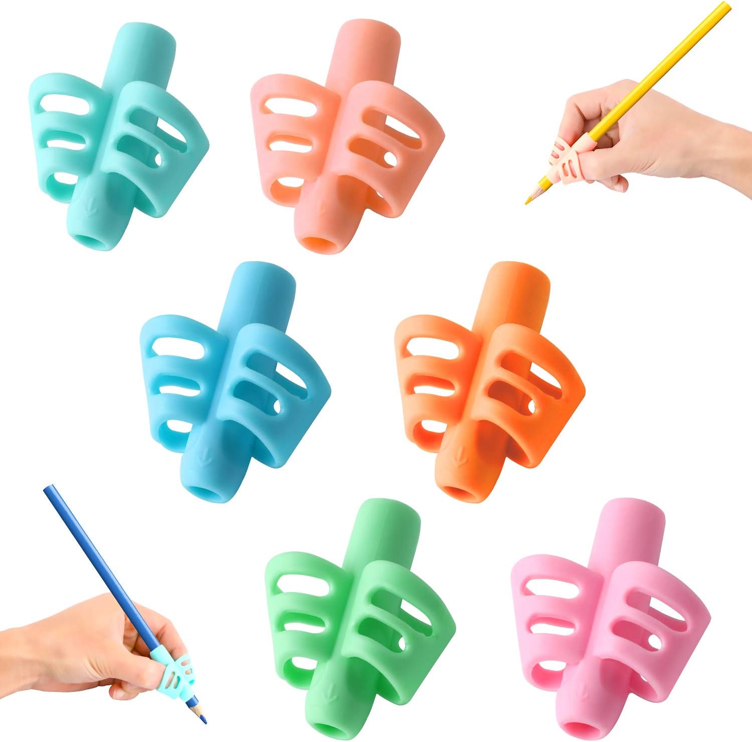 SANNIX 6 Pack Pencil Grips for Kids Handwriting Pencil Holder, Ergonomic Training Pencil Grips