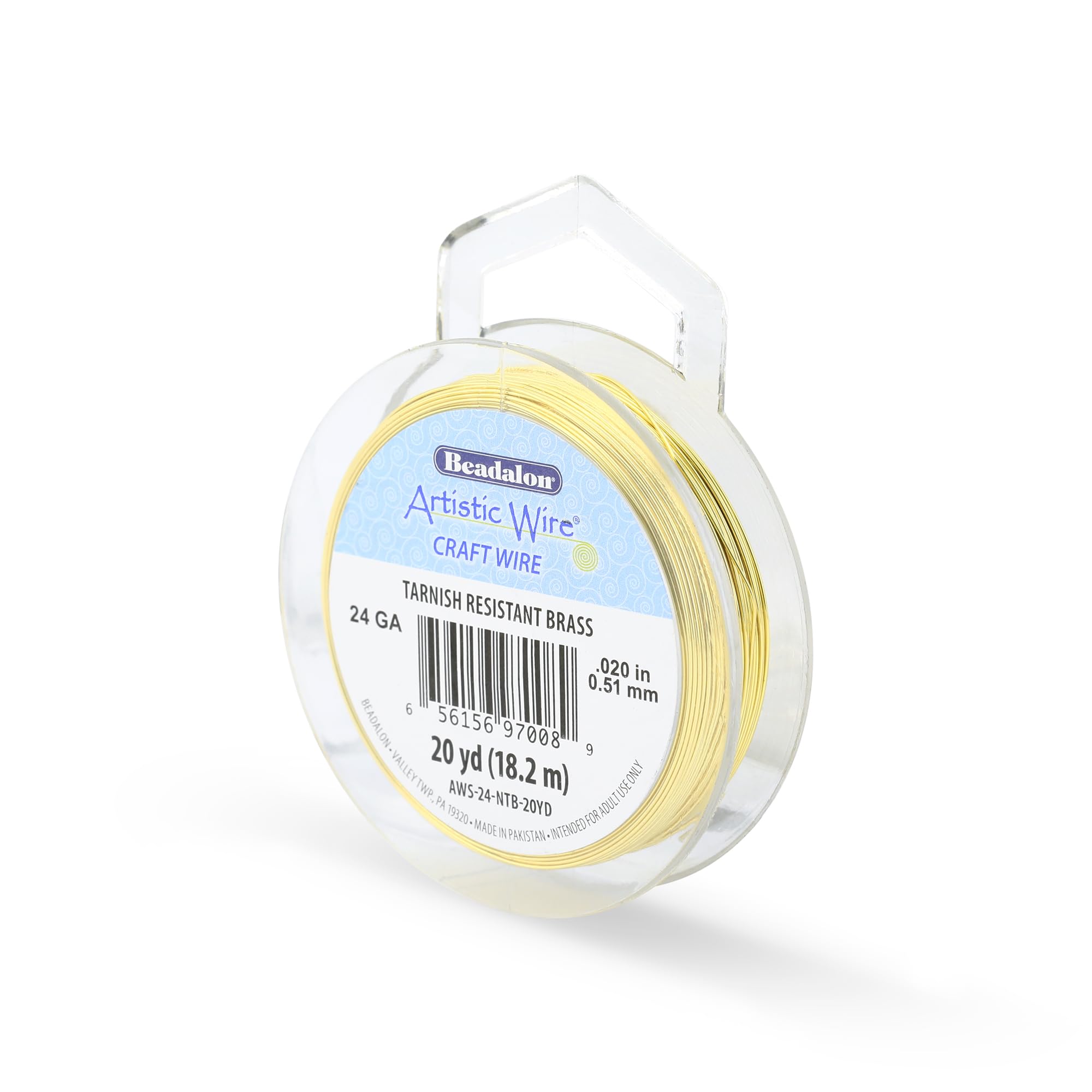 Artistic Wire Tarnish Resistant Brass Craft Wire, Gold, 24 Gauge/.51 mm, 20 yd/18.2 m
