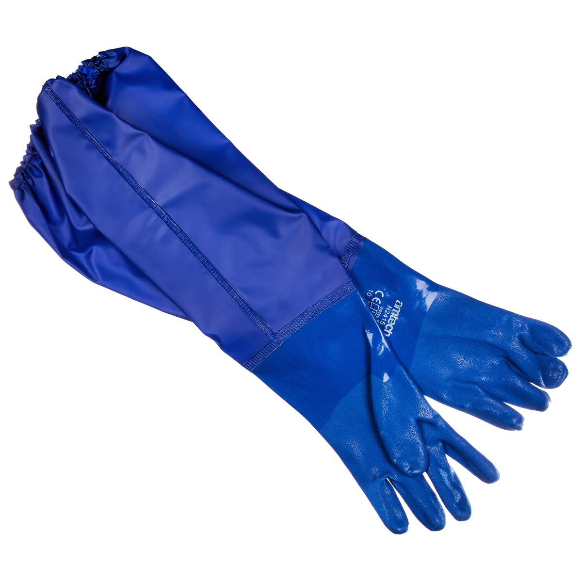 Amtech N2415 PVC Pond and Drain Gloves XL (Size 10), Long and Certified Quality for Protective Maintenance Tasks, Blue