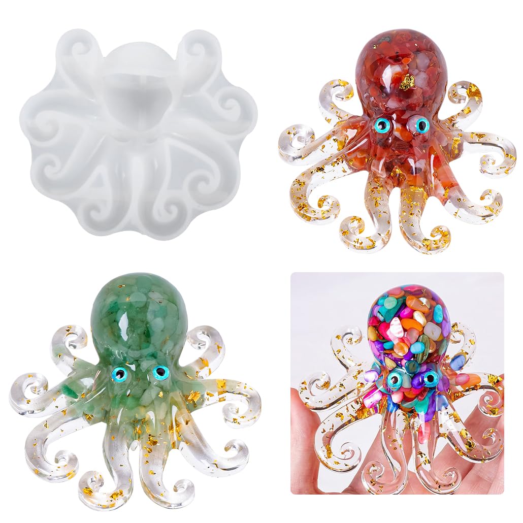 KyeeaDIY Resin Molds Silicone，Octopus Animal Epoxy Resin Molds 3D Octopus Silicone Molds for Epoxy Resin, Art Craft, Gift DIY Home Decoration