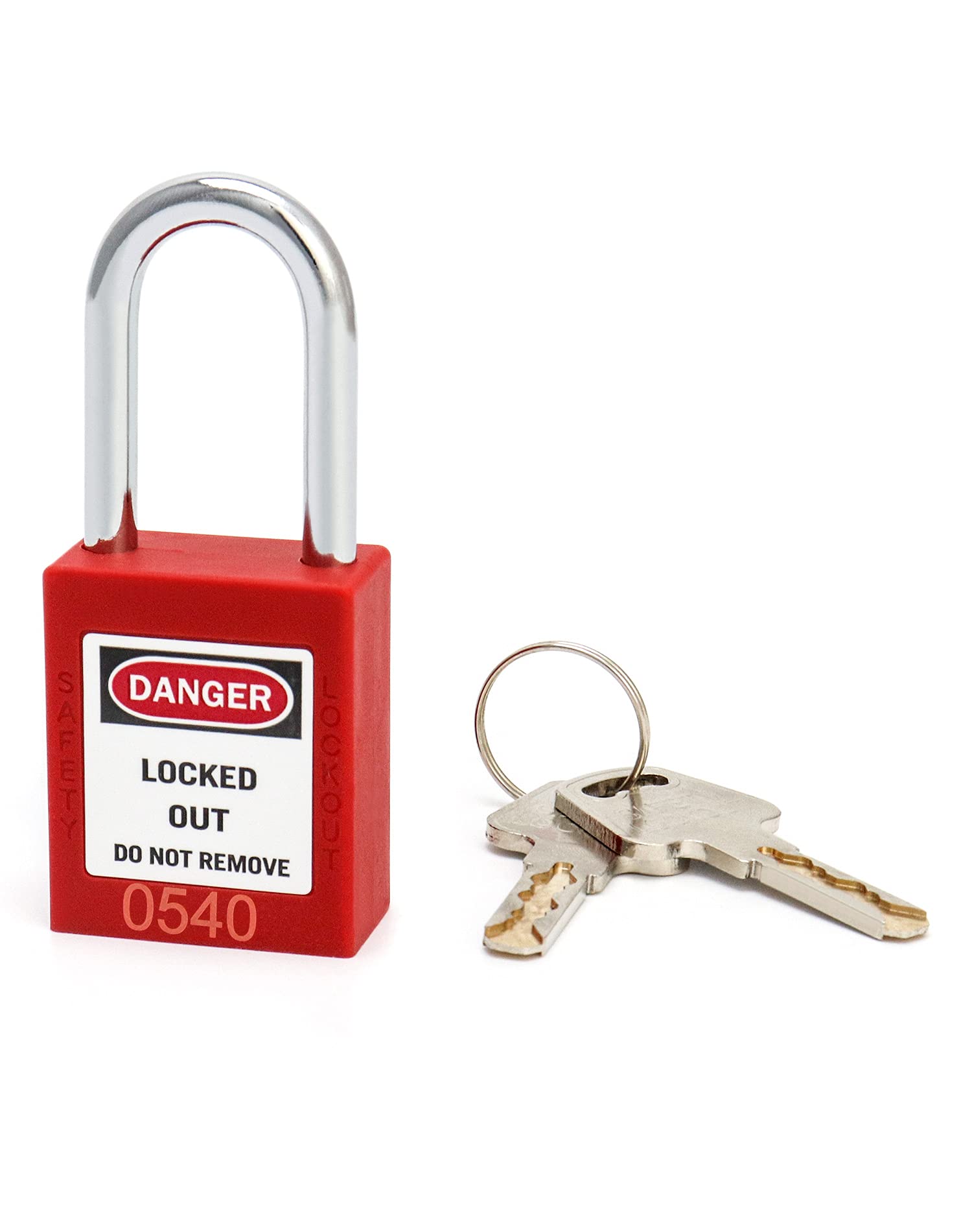 QWORK® Safety Lockout Padlock, 1 Padlocks with 2 Keys, Steel Shackle, Red — image 1