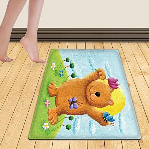 WelFriday custom door mats 105803588 Acrylic illustration of cute bear dancing in the park,W24 x L40 inch