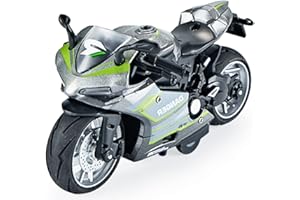 Gilumza Pull Back Motorcycle Toys, Pullback Gift with Music Light, Race Motorcycles Toy for Boys Kids Age Over 3 4 5 6 7 8 Year Old (SilverGreen)