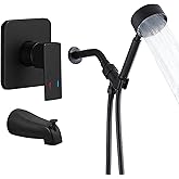 Black Tub Shower Faucet Set Complete with handheld Shower Head and Tub Spout Included Shower Valve Tub Shower Trim Kit Matte