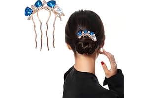Crystal Bride Wedding Hair Pins blue Bridal Hair Piece Accessories Decorative Hair Clips for Women U Shaped Hair Pins，blue