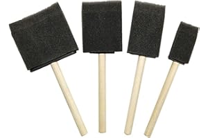 4 Pcs Foam Brush Painting Sponge Tool With Wooden Handle For Acrylics, Stains, Varnishes, CraftsDurability
