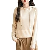 Chanyarn Women's 100% Merino Wool Hoodies 2025 Fall Winter Warm Soft Sweater Long Sleeve Knitted Sweatshirt with Pocket