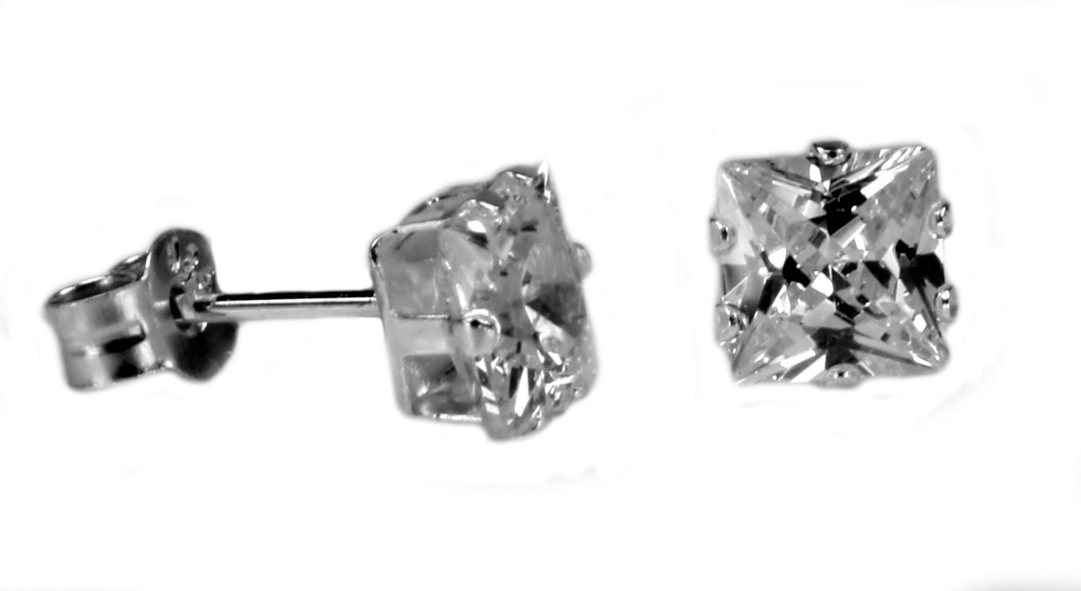Arranview Jewellery Sterling Silver 5 mm Square CZ Stud Earrings