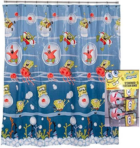 Spongebob Shower Curtain and Rings Set Bubble Frenzy Bath