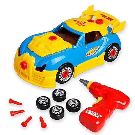 Take Apart Spielzeug-Rennwagen, Bauspielzeug-Set für Kinder, zum Bauen Ihres eigenen Autos, 30-teilig mit Werkzeug, Bohrer, r
