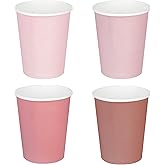 AimFun 100 Pcs Dusty Pink Paper Cups 9oz Gradient Pink Party Cups 4 Colors Disposable Beverage Coffee Tea Drinking Cups for Birthday Coquette Bridal Shower Party Supplies