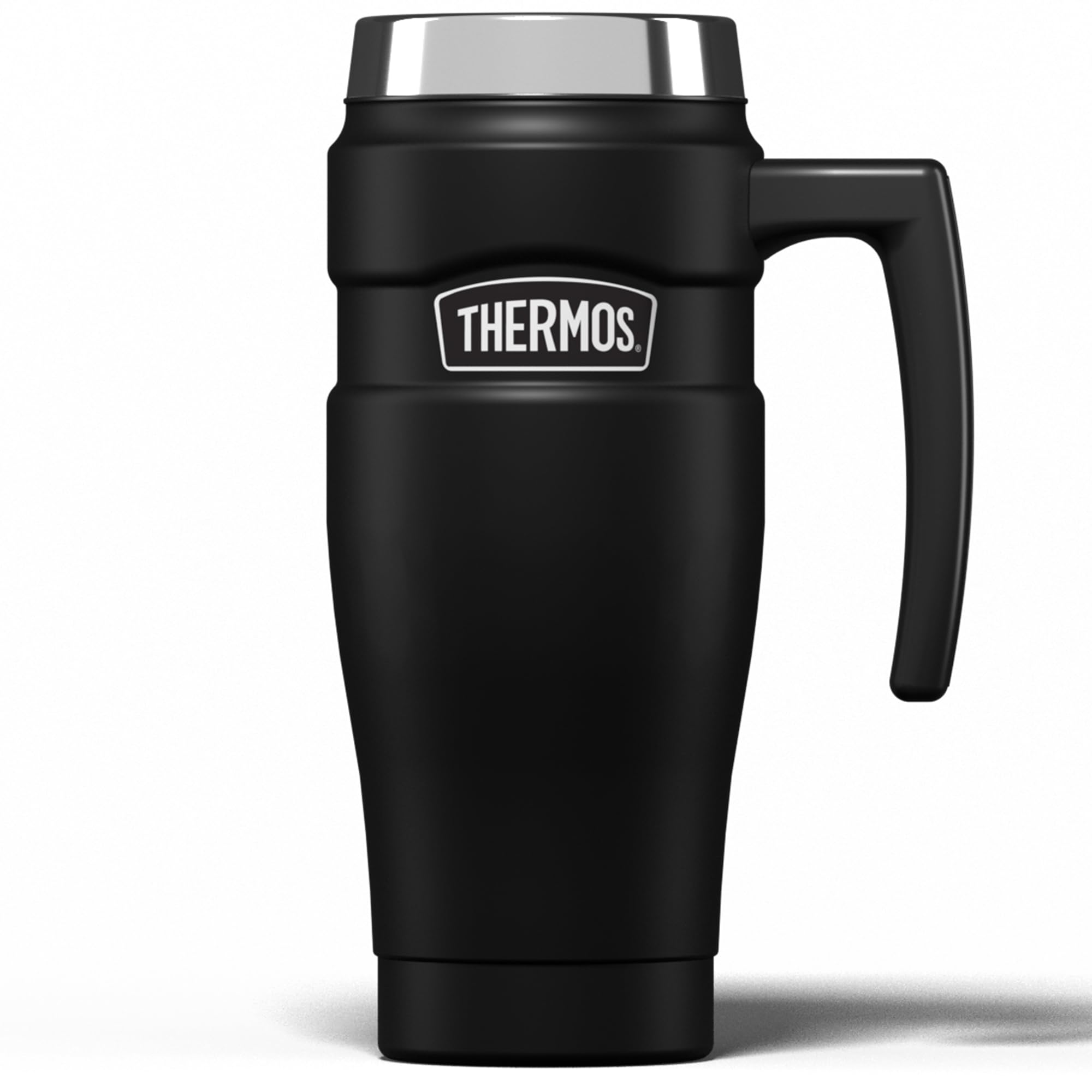 Thermos Stainless King Matt Black Travel Mug (470ml), Reusable Insulated Stainless Steel Coffee Cup for Hot or Cold Drinks, Vacuum Sealed Water Flask with a Leak-Proof Lid, 7hr Hot/18hr