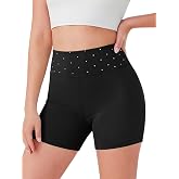 Haloumoning Girls Athletic Shorts Kids High Waisted Yoga Dance Shorts | Gymnastics Shorts for Girls, Sparkly Crystal Dance Shorts, Running Biker Shorts 5-14 Years