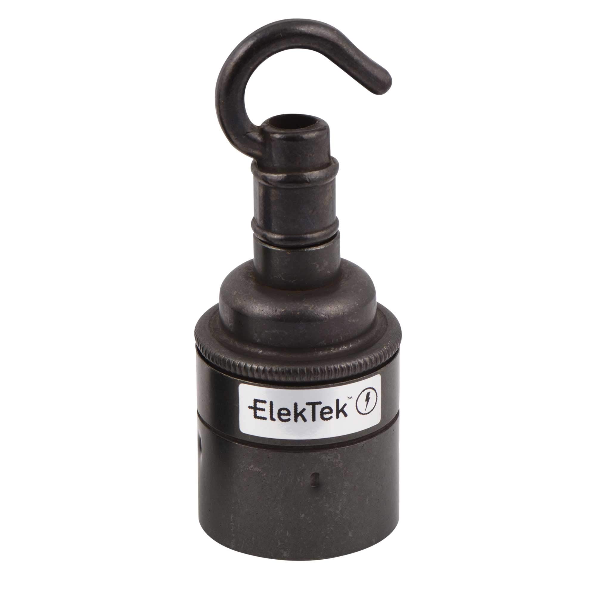 ElekTek ES Edison Screw E27 Lamp Holder Plain Skirt With Accessory Hook Ideal for Vintage Filament Bulbs Bronze