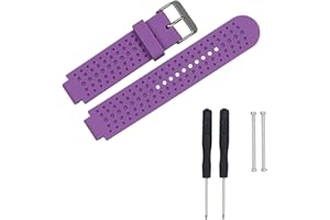 LICHIFIT Silicone Watch Band Strap Replacement Wristband for Garmin Forerunner 220 230 235 630 620 735 Watch With Pins & Tools (Purple)