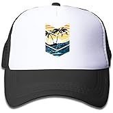 KKMKSHHG Sunrise Surfer Kids Trucker Hat, Adjustable Mesh Beach Baseball Cap for Toddler Boys and Girls