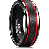 King Will Tungsten Rings for Men Two Tone Grooved Mens Wedding Band Cool Promise Engagement Matte Finished Beveled Edge