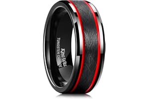 King Will Tungsten Rings for Men Two Tone Grooved Mens Wedding Band Cool Promise Engagement Matte Finished Beveled Edge