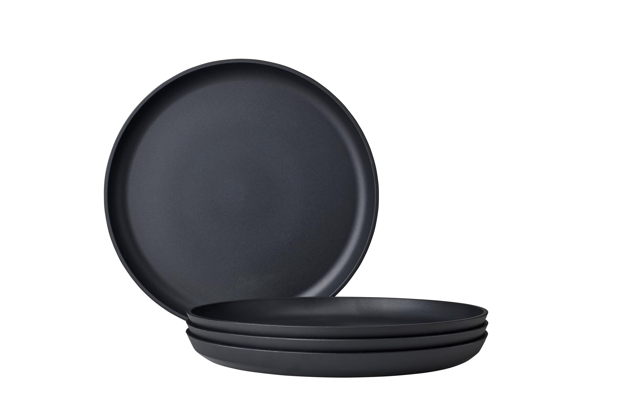Mepal - Breakfast plate 4 pieces Silueta - Dishwasher & microwave resistant - Plastic plates - Dinner plates - Tableware - 23 cm - Nordic black
