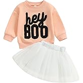 FYBITBO Halloween Outfits For Toddler Girls Baby Kids Boo Sweatshirt Long Sleeve Shirt Tutu Skirt Dress Fall Clothes Sets