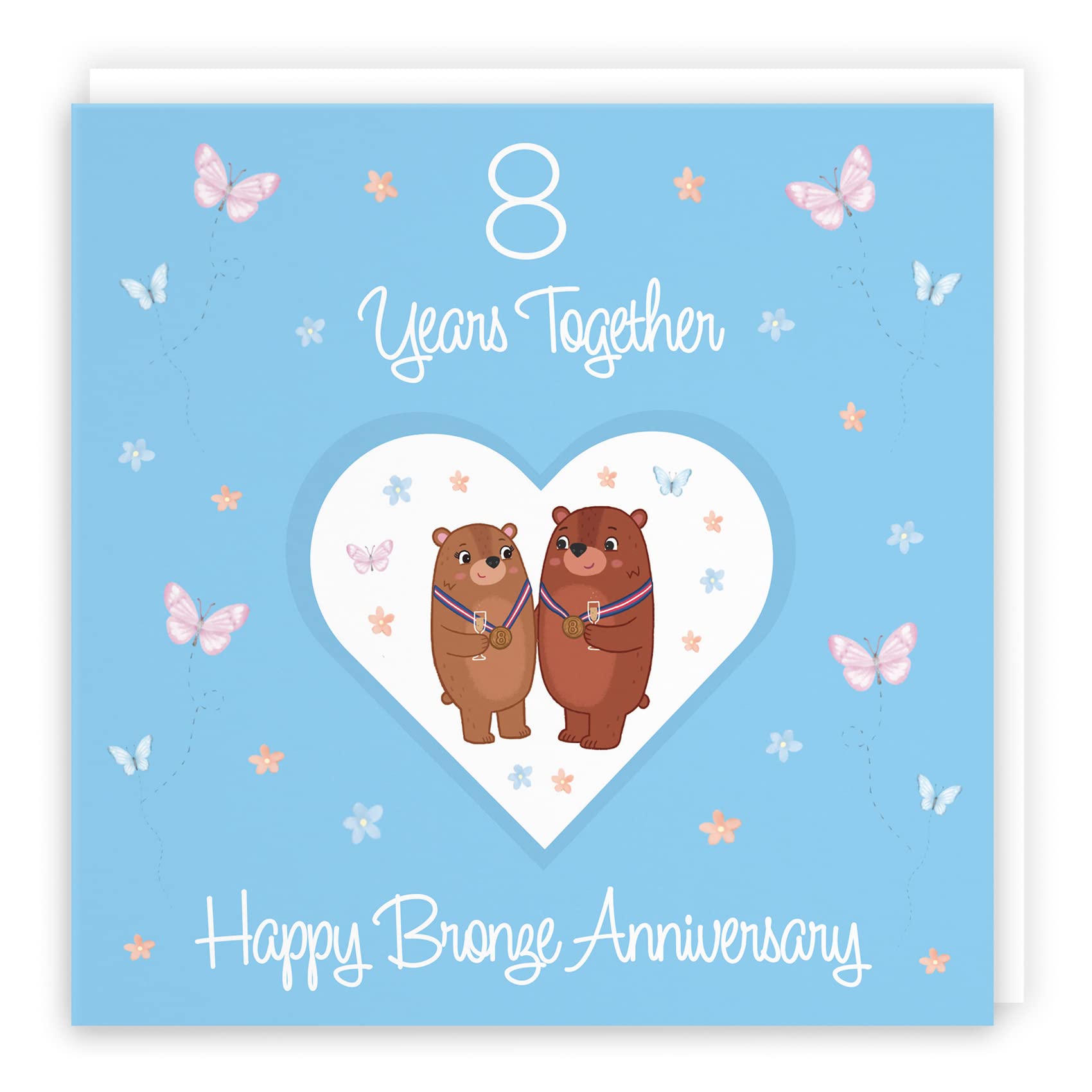 Hunts England - 8th Anniversary Card For Him Or Her - 8 Years - Bronze Anniversary - Romantic Meadows - Fun Card - Eighth Anniversary Card For Couples, Boyfriend, Girlfriend, Husband, Wife, etc. — image 1