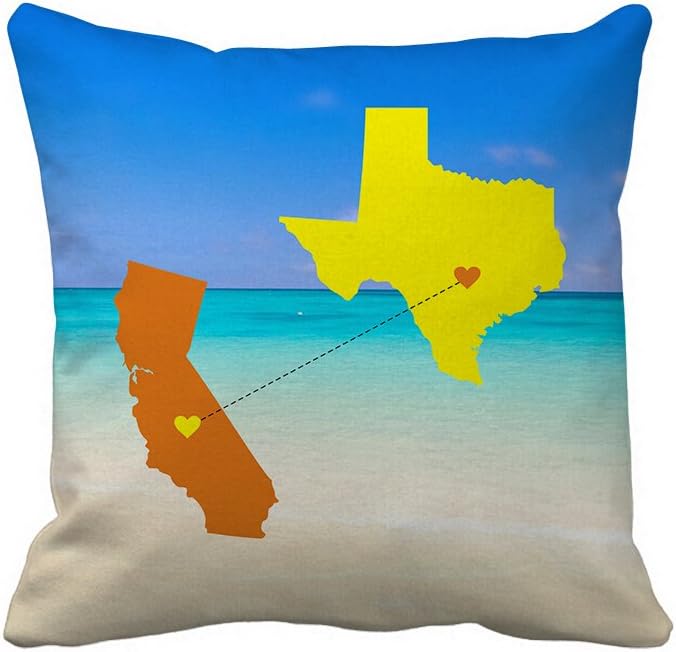 Long Distance Relationship Pillow Case Personalised Decorative Beach Decor Pillow Cover for Living Room Long Distance Relationship Gifts Canvas Cushion Cover with Zip Standard Pillowcase 18x18"