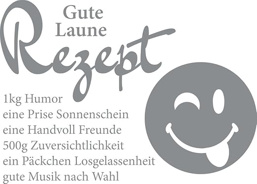 Grazdesign Kuche Aufkleber Gute Laune Rezept Kuchentattoo Lustiges Motiv Wandtattoo Kuche Spruche 70x50cm 074 Mittelgrau Amazon De Kuche Haushalt