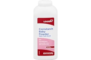 LEADER Cornstarch Baby Powder, Naturally Derived Cornstarch Aloe & Vitamin E, Hypoallergenic, Leaves Skin Silky, Soft and Smooth, Baby Fresh Scent, 15 Ounce