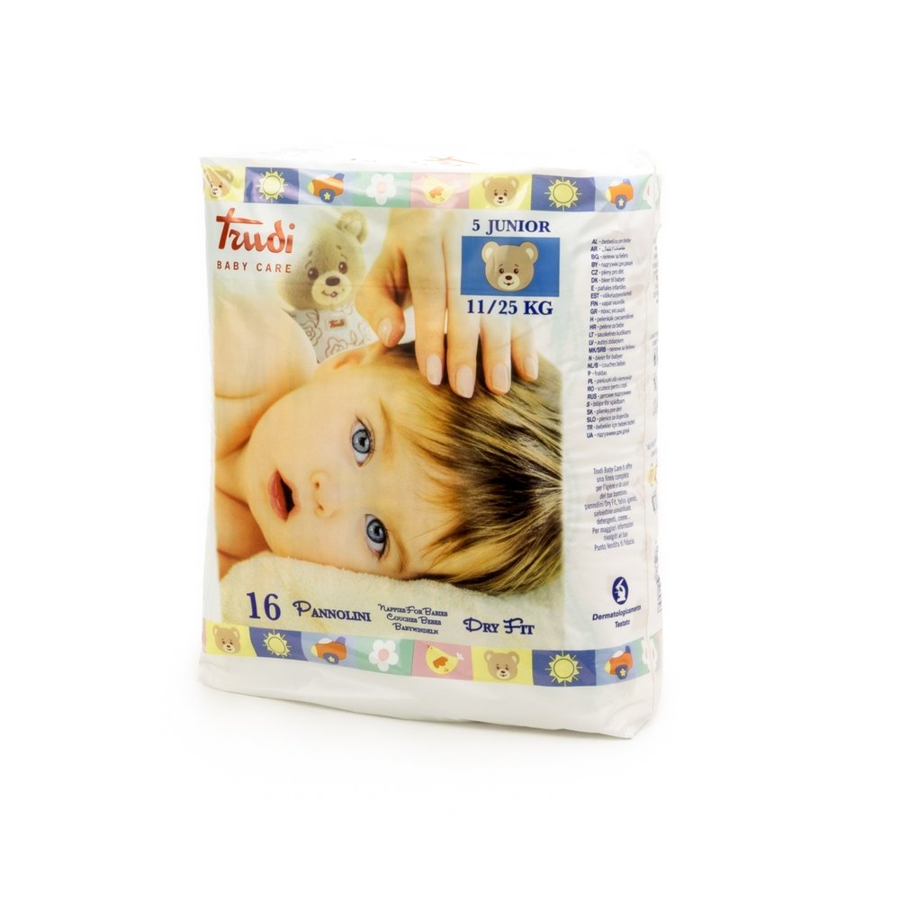 Trudi Baby 00695 Dry Fit Nappies Junior 11-25 kg Pack of 16 White