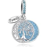 LSxAB Family Blue Tree of Life Charm for Pandora Bracelets&Necklace Pendant Family Tree Dangle Birthday Charm for Women Birthday Gifts Jewelry