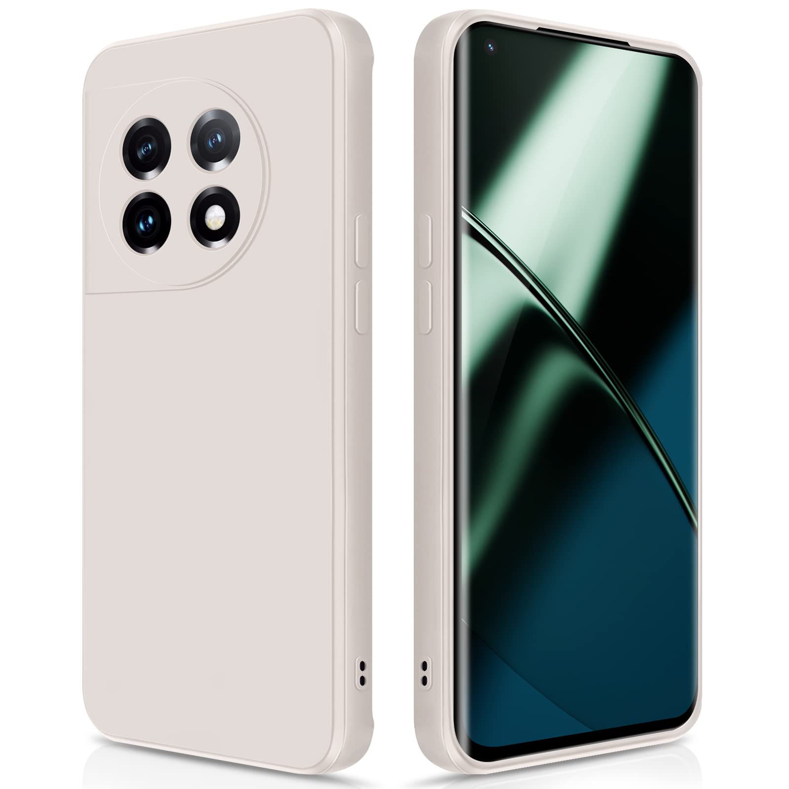 GiiYoon Case Compatible with Oneplus 11, Silky-Soft Touch Full-Body Protective Phone Silicone Case, Shockproof Cover with Microfiber Lining, off white — image 1