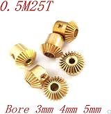 GRESIK 2pcs 0.5M 25T Brass Bevel Gear 1:1 Module 0.5 90 Degree Drive Gear Bore view 3