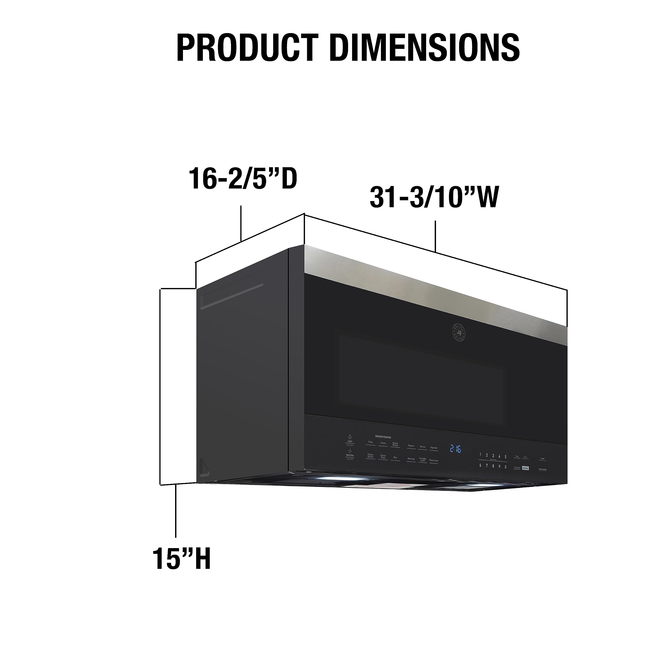 DUURA Elite DE161OTRSSS Microwave Oven Built-in 1000-Watts with 10 Power Levels Pre Settings and Express, Sensor and Speed Cooking and Silent Mode with Glass Turntable, 1.6 cu.ft, Metallic