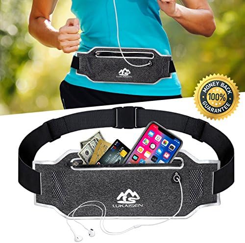 LuKaiSen Running Belt Fanny Pack for Women Men Waist Bag Sport Accessories Workout Comfortable Adjustable Water Resistant Pouch Jogging Hiking Cycling Fitness Travel for iPhone X 6 7 8 Plus Samsung