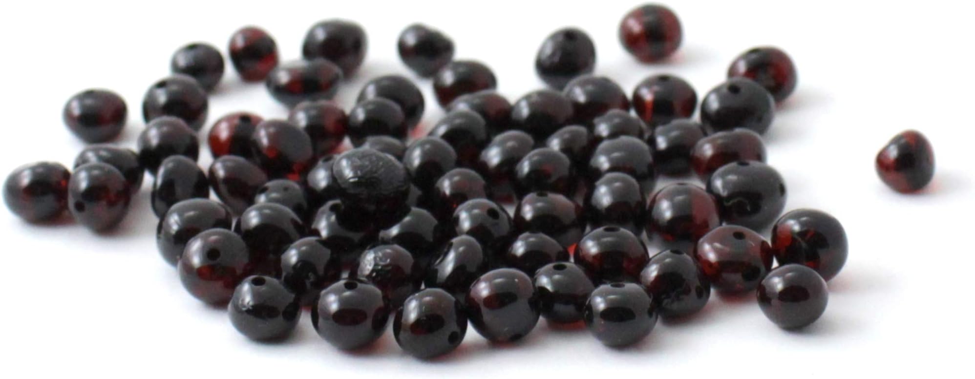 TipTopEco Loose Baltic Amber Beads - 10 Grams - Cherry Color - 6-7 mm Size - with Pre-drilled Holes (Polished Cherry, 6-7 mm)