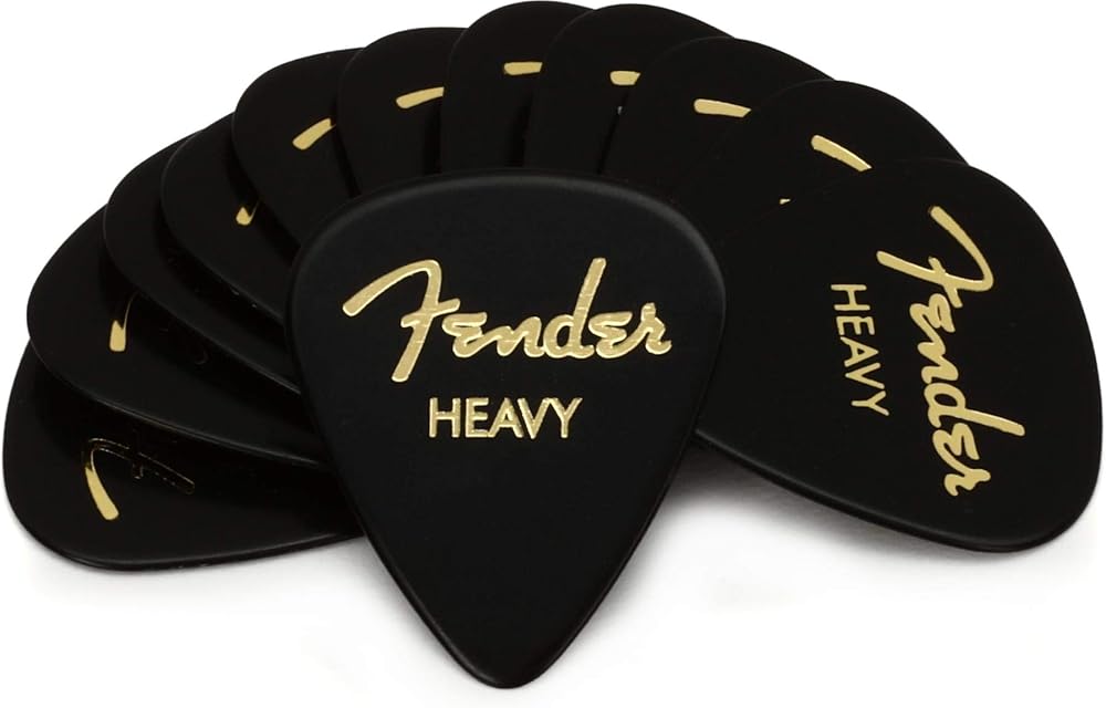 Fender 351 Shape Classic Picks Celluloid Heavy Black Pack of 12