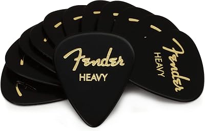 Fender 351 Shape Classic Picks Celluloid Heavy Black Pack of 12