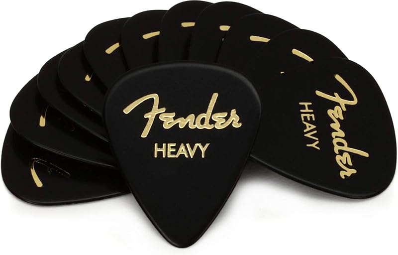 Fender 351 Shape Classic Picks Celluloid Heavy Black Pack of 12