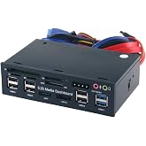 Generic T-SIDAKE 5.25 Inch PC Multifunctional Dashboard Media Front Panel Audio, with SATA e-SATA Dual USB 3.0 6 Port USB 2.0 Five-in-ONE Card Reader (SDMMCCFMSTF M2), Black, (SDK-QL5E)