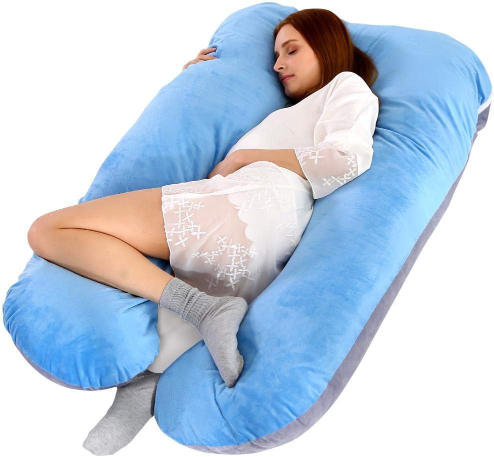 Maternity Pillow Full Body U Shape Pregnancy Pillow for Maternity Back Support Cuddle Sleeping Breastfeeding Feeding with Removable Washable Cotton Pillowcase 65X 120CM